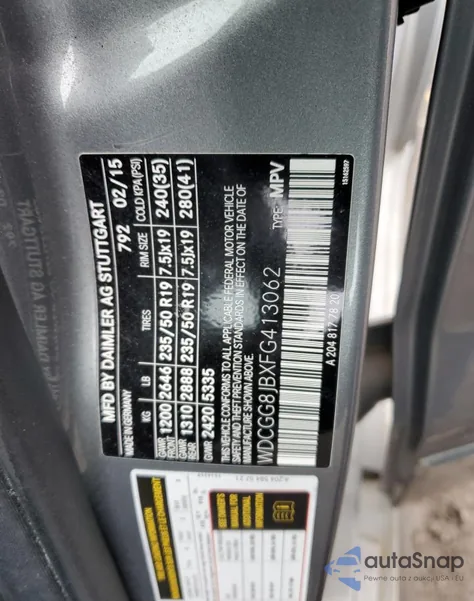 2015 Mercedes-Benz Glk 350 4Matic from USA, damaged, VIN WDCGG8JBXFG413062